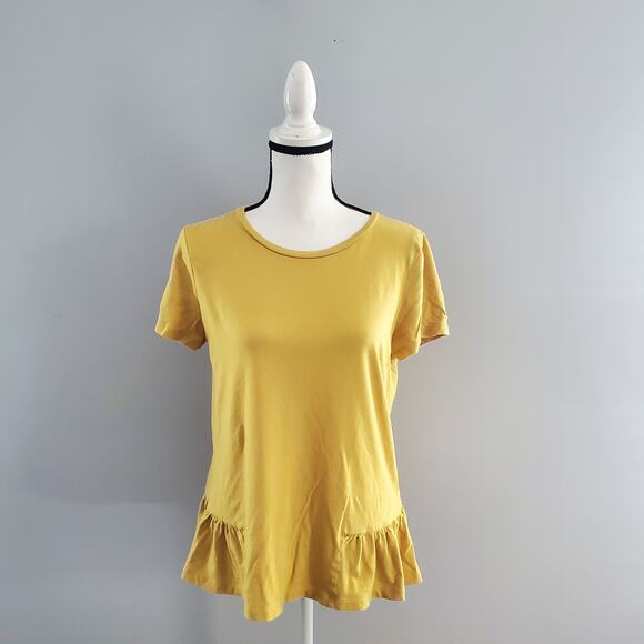 Banana Republic Factory Yellow Designer Tee Peplum Shirt M - Picture 1 of 7